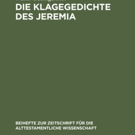 Die Klagegedichte Des Jeremia
