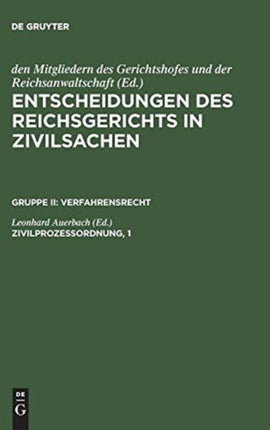Entscheidungen des Reichsgerichts in Zivilsachen, Zivilprozessordnung, 1