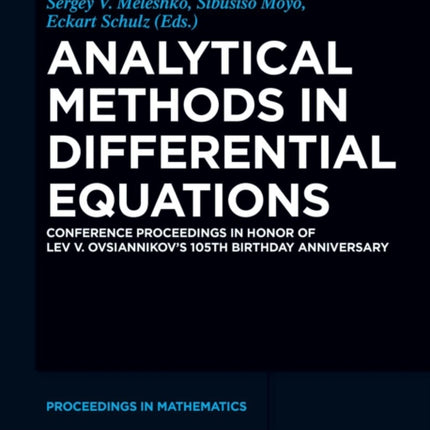 Analytical Methods in Differential Equations
