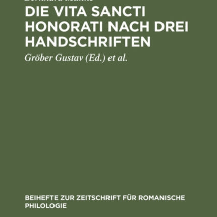 Die Vita Sancti Honorati Nach Drei Handschriften