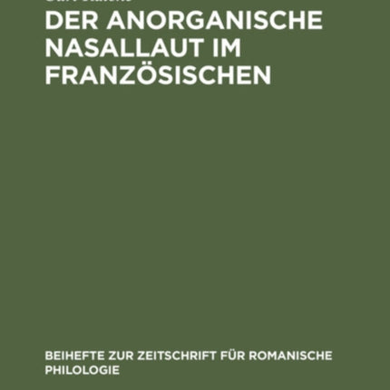 Der Anorganische Nasallaut Im Französischen