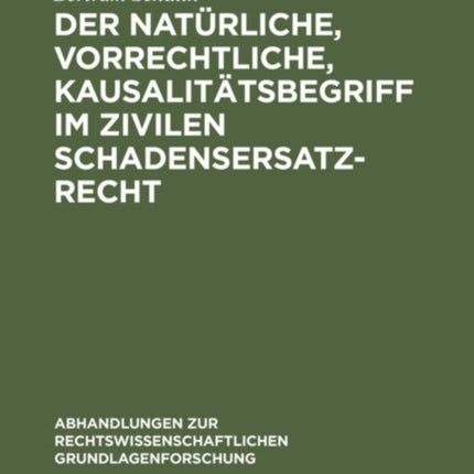 Der Natürliche, Vorrechtliche, Kausalitätsbegriff Im Zivilen Schadensersatzrecht
