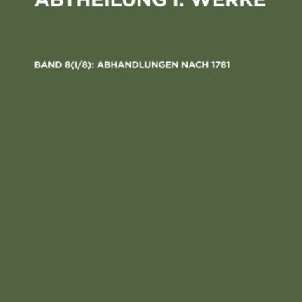 Abhandlungen Nach 1781