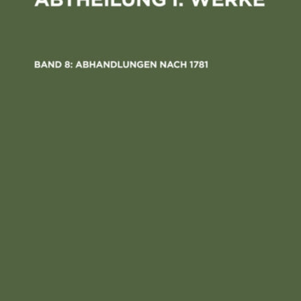 Abhandlungen Nach 1781