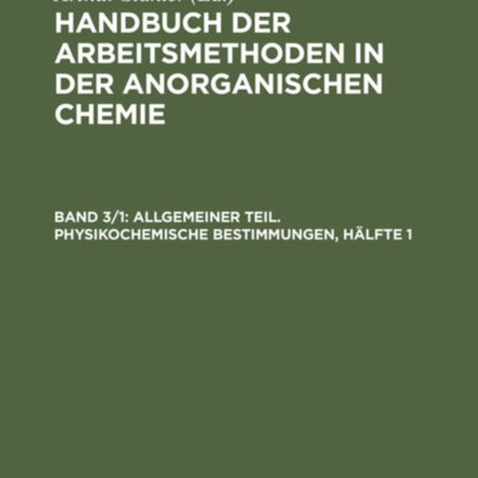 Allgemeiner Teil. Physikochemische Bestimmungen, Hälfte 1