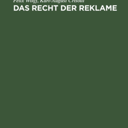 Das Recht Der Reklame