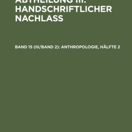 Anthropologie, Hälfte 2