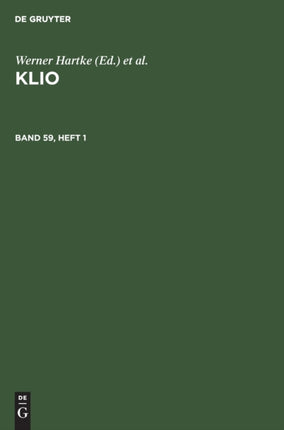 Klio. Band 59, Heft 1