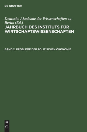Jahrbuch Des Instituts Für Wirtschaftswissenschaften. Band 2