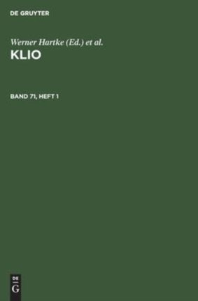 Klio. Band 71, Heft 1
