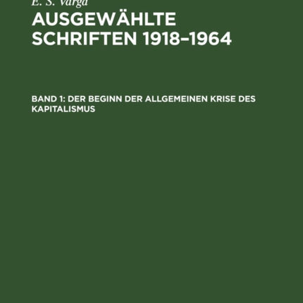 Der Beginn Der Allgemeinen Krise Des Kapitalismus