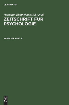 Zeitschrift Für Psychologie. Band 199, Heft 4