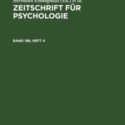 Zeitschrift Für Psychologie. Band 198, Heft 4