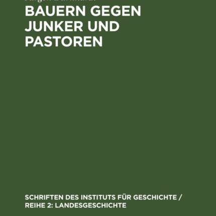 Bauern Gegen Junker Und Pastoren: Feudalreste in Der Mecklenburgischen Landwirtschaft Nach 1918