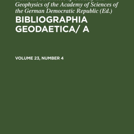 Bibliographia Geodaetica/ A