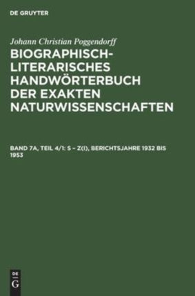 S - Z(i), Berichtsjahre 1932 Bis 1953