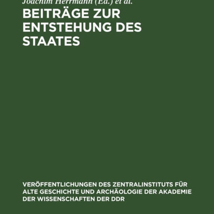 Beiträge Zur Entstehung Des Staates