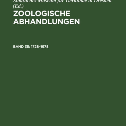 250 Jahre Staatliches Museum Für Tierkunde Dresden 1728-1978