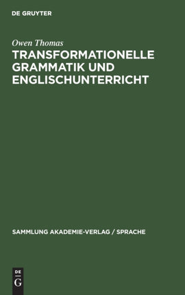 Transformationelle Grammatik Und Englischunterricht: Eine Einführung