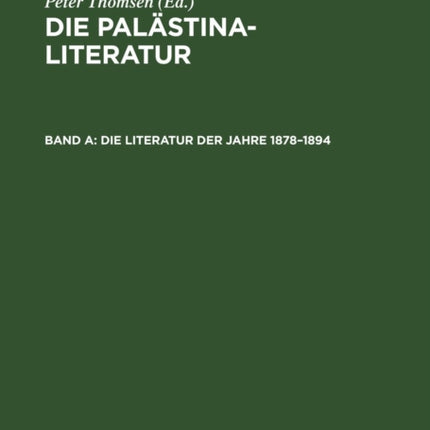 Die Literatur Der Jahre 1878-1894