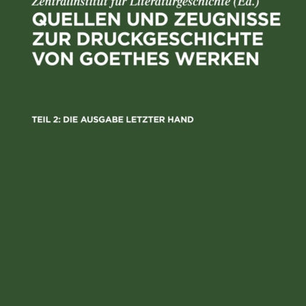 Die Ausgabe Letzter Hand