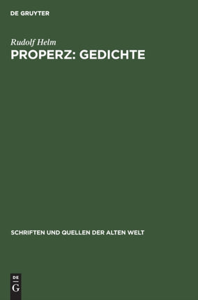 Properz: Gedichte: Lateinisch Und Deutsch