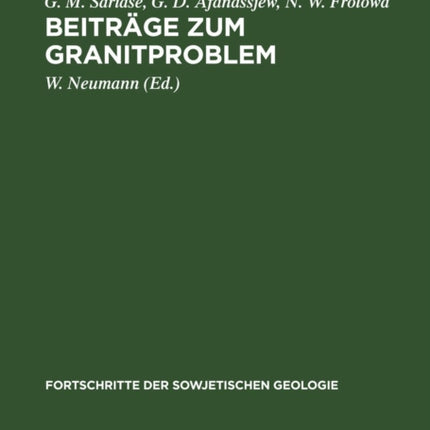 Beiträge Zum Granitproblem