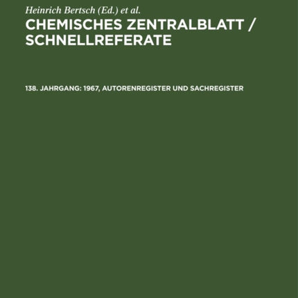 1967, Autorenregister Und Sachregister