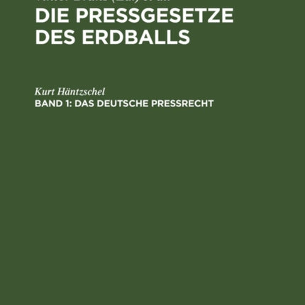 Das Deutsche Preßrecht
