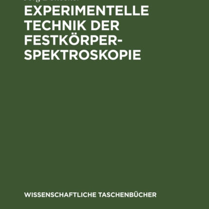 Experimentelle Technik Der Festkörperspektroskopie