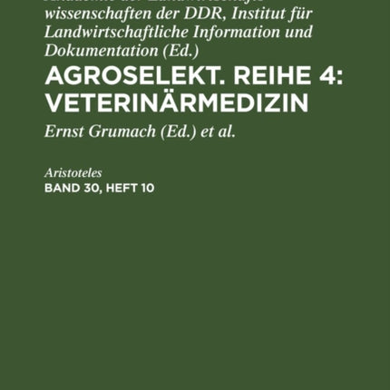 Agroselekt. Reihe 4: Veterinärmedizin