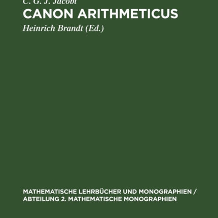 Canon Arithmeticus: [Tabellenwerk]