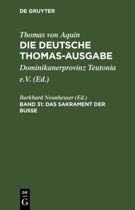 Das Sakrament Der Busse: III: 84-90, Supplement 1-16