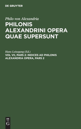 Indices Ad Philonis Alexandrini Opera, Pars 2