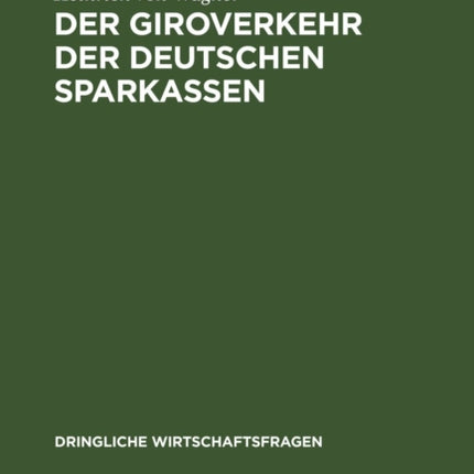 Der Giroverkehr Der Deutschen Sparkassen