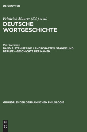 Stämme Und Landschaften. Stände Und Berufe - Geschichte Der Namen