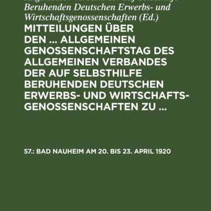 Bad Nauheim am 20. bis 23. April 1920