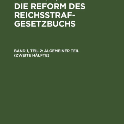 Algemeiner Teil (Zweite Hälfte)