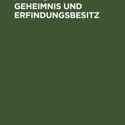 Geheimnis Und Erfindungsbesitz
