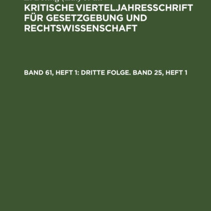 Dritte Folge. Band 25, Heft 1