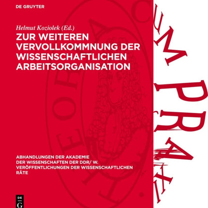 Zur Weiteren Vervollkommnung Der Wissenschaftlichen Arbeitsorganisation