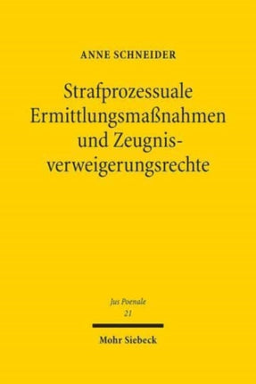 Strafprozessuale Ermittlungsmaßnahmen und Zeugnisverweigerungsrechte: Zur Akzessorietät der §§ 81c Abs. 3, 95 Abs. 2 S. 2, 97, 100d Abs. 5, 100g Abs. 4, 160a StPO zum Zeugnisverweigerungsrecht