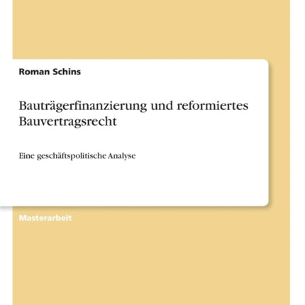 Bautrgerfinanzierung und reformiertes