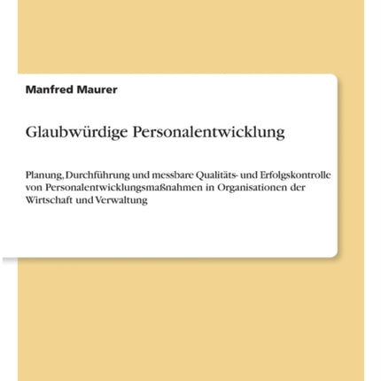 Glaubwrdige Personalentwicklung Planung