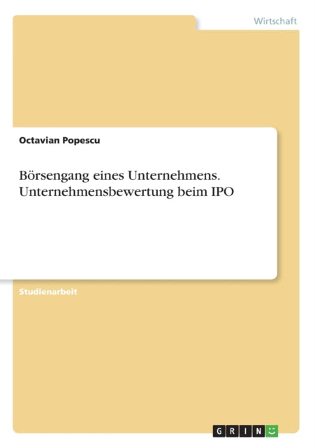 Brsengang eines Unternehmens Unternehmensbewertung beim IPO