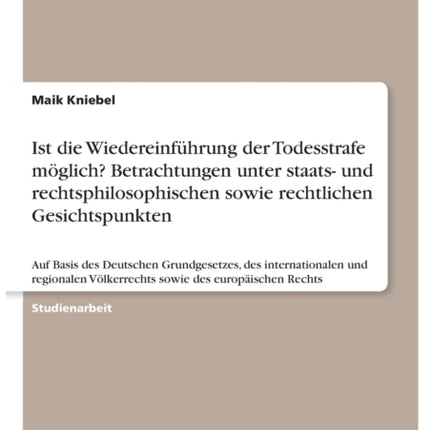 Ist die Wiedereinfhrung der Todesstrafe mglich