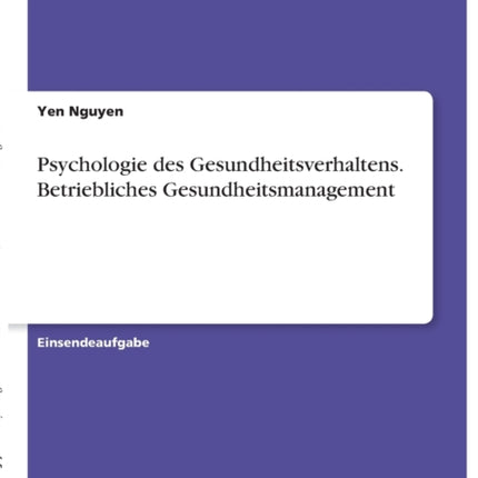 Psychologie des Gesundheitsverhaltens.