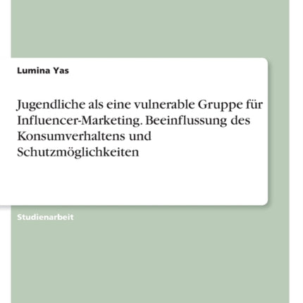 Jugendliche als eine vulnerable Gruppe für