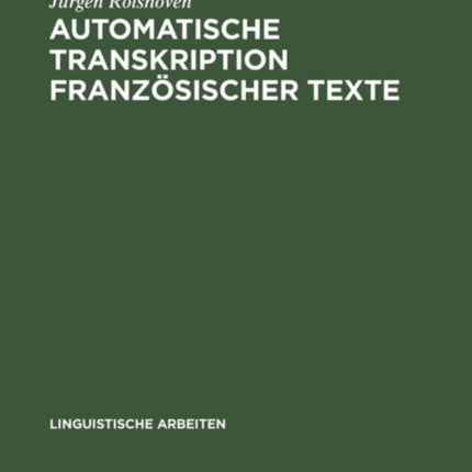 Automatische Transkription Französischer Texte