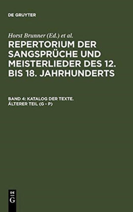 Katalog der Texte. Älterer Teil (G - P)